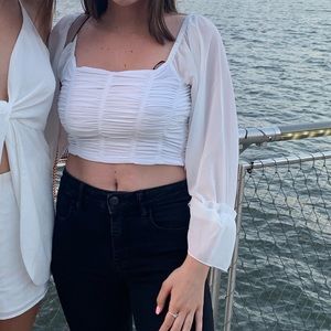 Flowy White Trendy Blouse